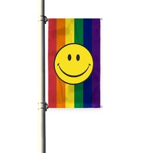 3'x8'Rainbow with smiley face Pride Pleated Light PostBanner | https://www.bestnamebadges.com
