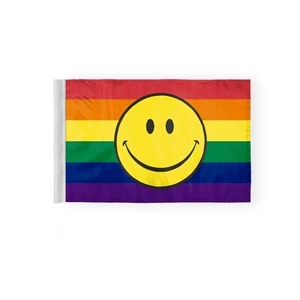 6''x9'' 2ply wPoly Rainbow with smiley face Pride Motorcycle | https://www.bestnamebadges.com