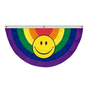 Rainbow with smiley face Pride Pleated Full Fan | https://www.bestnamebadges.com