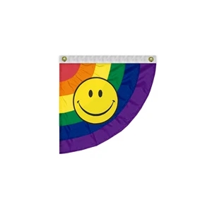 3'x3' Rainbow with smiley face Pride Pleated Half Fan- Right | https://www.bestnamebadges.com