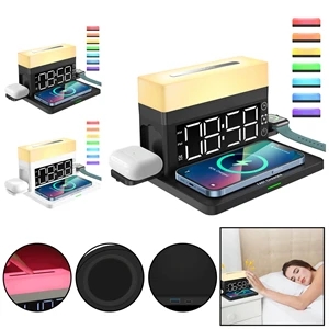 6 in 1 Wireless Charging Station with Digital Alarm Clock