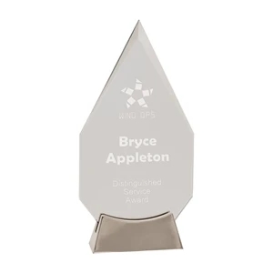9 1/4" Clear Diamond Platinum Glass Award w/ Metal Base