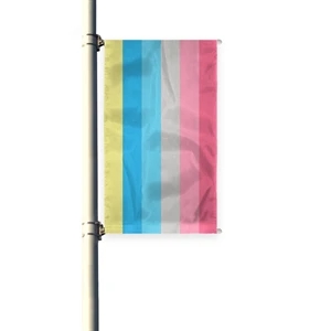 3'x8' Genderflux Pleated Light Post Banner | https://www.bestnamebadges.com