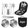 Portable Stainless Steel Outdoor Picnic tableware Bag Set | https://www.bestnamebadges.com