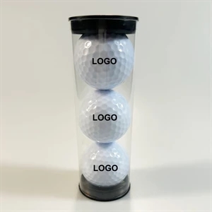 Three Pcs Practice Golf Ball Set w/ Clear Tube