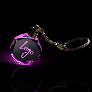 Custom Led Light Engraving Key Holder Laser Crystal Keychain