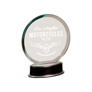 7 1/4" Jade Round Metro Glass Award
