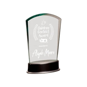 6 3/4" Jade Fan Metro Glass Award