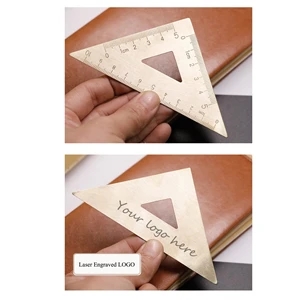 Retro Brass 45 Degree Triangle Ruler - Laser Engraved