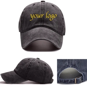 Adjustable Washed Cotton Embroidered Hats