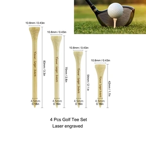 MOQ 50 Professional Bamboo Golf Tee Set  - 4 PCS