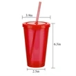 15Oz. Double Wall Tumbler Plastic Straw Cup | https://www.bestnamebadges.com