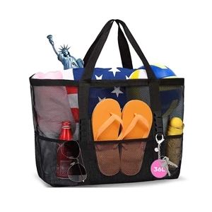 Large Tote Mesh Beach Bag | https://www.bestnamebadges.com