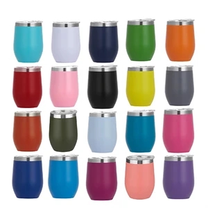 12oz Stainless Steel Eggshell Cup With Airtight Lid