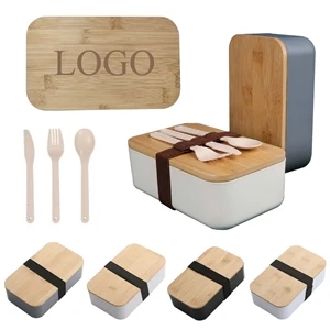 Custom Bamboo Lid Lunch Bento Box Set
