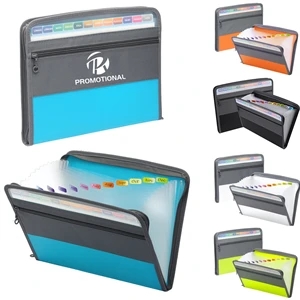 Expanding Accordion File Folder with Zipper Closure | https://www.bestnamebadges.com
