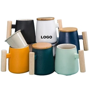 16 oz. Ceramic Coffee Mug w/ Wood Handle