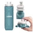 Custom 20oz Foldable Silicone Water Bottle | https://www.bestnamebadges.com