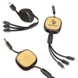 3 in1 Custom Bamboo Retractable Charging Cable | https://www.bestnamebadges.com