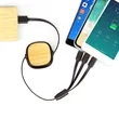 3 in1 Custom Bamboo Retractable Charging Cable | https://www.bestnamebadges.com