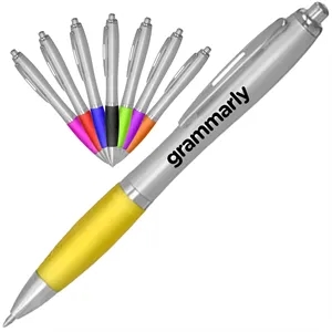 Click Satin Gray Finish Plastic Ballpoint Pen | https://www.bestnamebadges.com