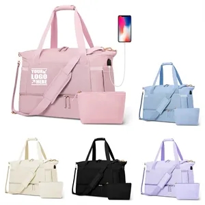 Sports Travel Duffel Gym Yoga Bag with USB Charging Port | https://www.bestnamebadges.com