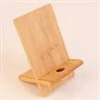 Double Slot Design 100% Natural Bamboo Phone Stand | https://www.bestnamebadges.com