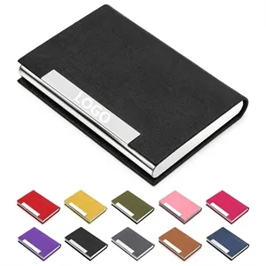 PU Leather Business Card Holder Stainless Steel Case