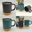 11 Oz Removable Cork Bottom Ceramic Sublimation Cup With Lid | https://www.bestnamebadges.com