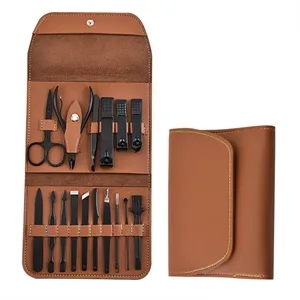 16 Pieces Luxury PU Leather Manicure & Pedicure Nail Set