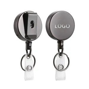 Metal Retractable Reel ID Badge Holder with Clip