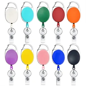 Carabiners style retractable badge reel with metal slip clip