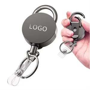 Retractable ID Badge Holder Reel Belt Clip Key Chain Ring