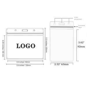 Plastic PVC Waterproof ID Card Name Badge Holder Clear
