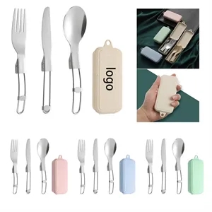 3-In-1 Portable Wheatstraw Box Tableware Set