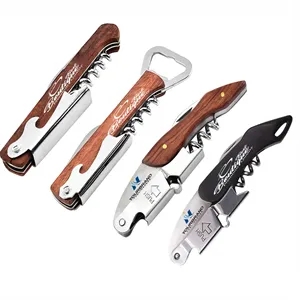 Customizable Mini Wine Bottle Openers With Rosewood Handle | https://www.bestnamebadges.com