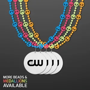 Peace Sign Bead Necklaces with White Medallion