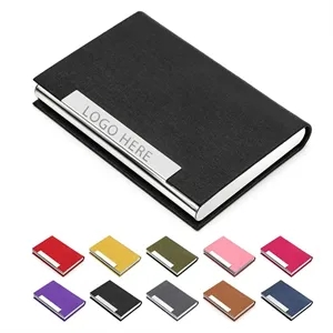 Business Card Holder Magnetic Closure PU Leather metal Case