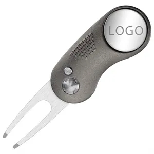 Foldable Golf Divot Repair Tool with Magnetic Ball Marker