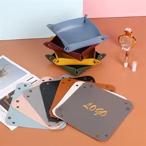 Foldable PVC Leather Desk Sundries Storage Tray