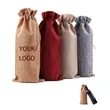Wine Champagne Bag Linen Cloth Gift With Closing Rope | https://www.bestnamebadges.com