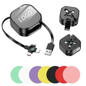 Square 3-In-1 Data Cable Portable Retractable Box