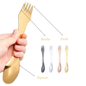 Stainless Steel Sporks 3 In 1 Fork Knife Spoon Utensils Set