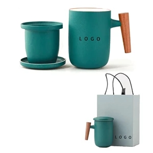 Ceramic Coffee Mug w/ Wooden Handle