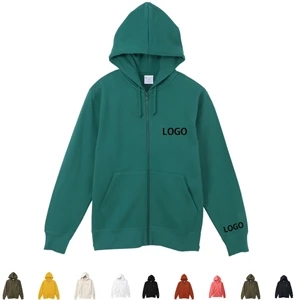 Unisex Long Sleeve Fleece Full Zip Hoodie Sweatshirt