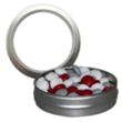 Candy Window Tin Short Round | https://www.bestnamebadges.com