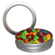 Candy Window Tin Short Round | https://www.bestnamebadges.com