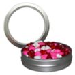 Candy Window Tin Short Round | https://www.bestnamebadges.com