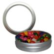 Candy Window Tin Short Round | https://www.bestnamebadges.com