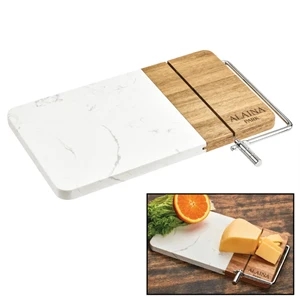 Marble Acacia Cheese Board w/ Cheese Slicer | https://www.bestnamebadges.com